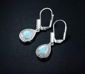 img 3 attached to Opulent Barzel White Gold Plated or Rose 💎 Gold Plated Drop Earrings with Created Opal & Diamond Accents