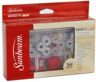 🧵 sunbeam sewing kit, sb18: over 120 premium sewing supplies, 13 thread spools - essential colors, extra 12 safety pins - mini travel sewing kit, ideal for beginners, emergencies. durable & compact box logo
