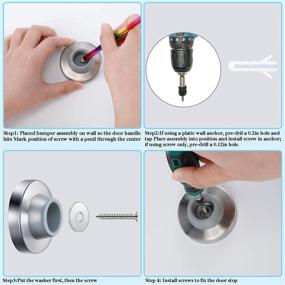 img 1 attached to 🚪 Stainless Steel Concave Door Stopper Wall Protector - Flush Door Bumper with Grey Rubber Knob Stopper, Wall Mount - Silver (2 Pieces)