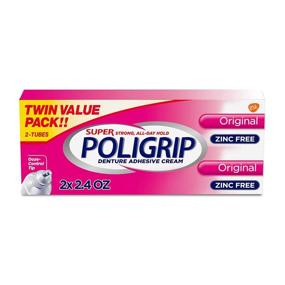 img 4 attached to Super Poligrip Original Formula Zinc-Free Denture and Partials Adhesive Cream - Twin Pack (2.4oz x 2)