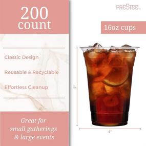 img 3 attached to 200 Clear Disposable Plastic Cups - 16 🥤 oz PET Clear Cups for Water, Beer, and Parties