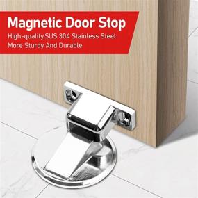 img 3 attached to 🚪 CODACE Magnetic Door Stoppers Door Catch Holder, 2 Pack Floor Magnetic Door Stop, Stainless Steel Invisible Doorstop for Home Office Bedroom - No Drilling Required!