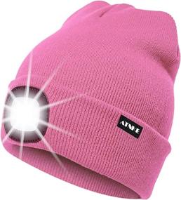 img 4 attached to ATNKE Unisex LED Beanie Hat with Light - USB Rechargeable, Ultra Bright 4 LED Waterproof Lamp, Flashing Alarm, Multi-Color (Pink)