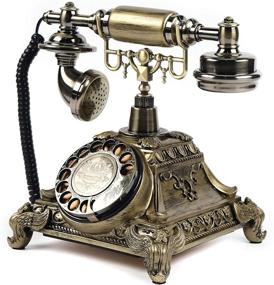img 1 attached to Royal Vintage Telephone Antique Desk Phone Corded Retro Phone Rotary Antique Dial Handset Corded Desk Home Office Vintage Decorative Telephone (Gold)