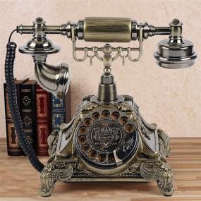 img 3 attached to Royal Vintage Telephone Antique Desk Phone Corded Retro Phone Rotary Antique Dial Handset Corded Desk Home Office Vintage Decorative Telephone (Gold)