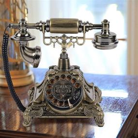 img 2 attached to Royal Vintage Telephone Antique Desk Phone Corded Retro Phone Rotary Antique Dial Handset Corded Desk Home Office Vintage Decorative Telephone (Gold)