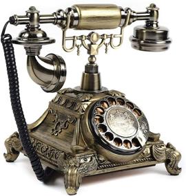 img 4 attached to Royal Vintage Telephone Antique Desk Phone Corded Retro Phone Rotary Antique Dial Handset Corded Desk Home Office Vintage Decorative Telephone (Gold)