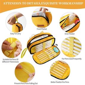 img 3 attached to 📚 Spacious Tineeba Pencil Case: Ultimate Organizer for College, School & Office Supplies - Large Storage in Vibrant Yellow