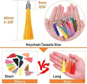 img 2 attached to 100-Piece Bulk Flasoo Tassels for Jewelry Making | Silky Handmade Tassel Charms for Resin Crafts, Bracelets, Earrings, Keychains, Necklaces