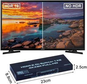 img 1 attached to 🔌 Премиум 4K HDMI сплиттер 1x8 - 8 Порт аудио-видео распределительный блок - HDMI 2.0b, HDCP 2.2 - 4K@60Hz, 3D, RGB4:4:4 - Xbox, PS4, Fire Stick, Roku, Проектор, Совместимость с HDTV