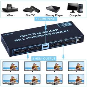 img 3 attached to 🔌 Премиум 4K HDMI сплиттер 1x8 - 8 Порт аудио-видео распределительный блок - HDMI 2.0b, HDCP 2.2 - 4K@60Hz, 3D, RGB4:4:4 - Xbox, PS4, Fire Stick, Roku, Проектор, Совместимость с HDTV