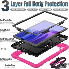 img 1 attached to 📱 SEYMAC Samsung Galaxy Tab A7 10.4 Case 2020 (SM-T500/T505/T507): Premium Shockproof Cover with Screen Protector and 360 Degree Handle Stand Strap - Black/Pink