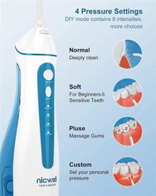 img 3 attached to Cordless Water Pick Flosser for Teeth - Nicwell 4 Modes Dental Oral Irrigator - Portable and Rechargeable IPX7 Waterproof Large Capacity Battery - Water Teeth Cleaner for Home & Travel