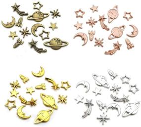 img 3 attached to 🪐 84-Piece Penta Angel Cosmos Resin Fillers Charms Beads with Alloy Star Moon Planet Filling Accessories - Ideal for Epoxy Resin Craft Jewelry Making (M592-4 Colors Mixed)