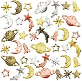 img 4 attached to 🪐 84-Piece Penta Angel Cosmos Resin Fillers Charms Beads with Alloy Star Moon Planet Filling Accessories - Ideal for Epoxy Resin Craft Jewelry Making (M592-4 Colors Mixed)