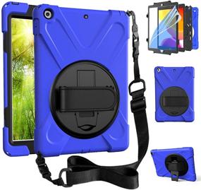 img 4 attached to 💙 ZenRich iPad 10.2 inch Case 2020/2019 – Screen Protector, Kickstand & Straps - Blue, A2197/A2198/A2200/A2270/A2428/A2429/A2430