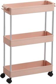 img 4 attached to 🗄️ DILUOOU 3 Tier Slim Storage Cart: Organize Your Narrow Spaces with Pink Mobile Shelving Unit and Rolling Storage Racks