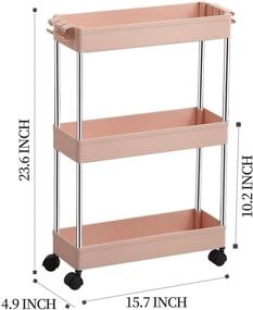 img 2 attached to 🗄️ DILUOOU 3 Tier Slim Storage Cart: Organize Your Narrow Spaces with Pink Mobile Shelving Unit and Rolling Storage Racks