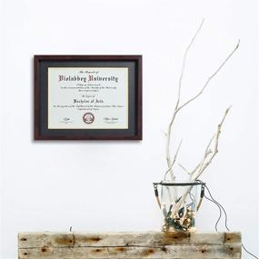 img 1 attached to 🖼️ Violabbey 11x14 Shadow Diploma Frames Brown - Perfect for 8.5x11 Inch Certificates or Degrees - Wall/Tabletop Display - HD Semi-tempered Glass - Black Gold Double Mat