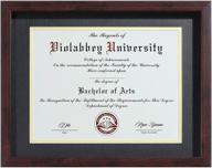 🖼️ violabbey 11x14 shadow diploma frames brown - perfect for 8.5x11 inch certificates or degrees - wall/tabletop display - hd semi-tempered glass - black gold double mat логотип