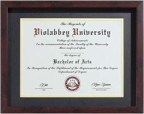 img 4 attached to 🖼️ Violabbey 11x14 Shadow Diploma Frames Brown - Perfect for 8.5x11 Inch Certificates or Degrees - Wall/Tabletop Display - HD Semi-tempered Glass - Black Gold Double Mat