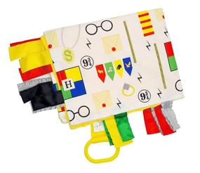 img 3 attached to Enhance Your Baby's Stimulation with Wizard Muggle Baby Taggy Lovey by Baby Jack Security: 14x18 Soother Blanket Comfort Toy with Educational Sensory Design to Learn About Shapes & House Colors - Perfect for Baby Showers and Photo Props!