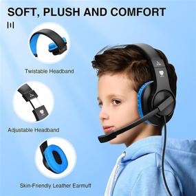 img 2 attached to 🎧 BlueFire Kids Headphones - Perfect Stereo Gaming Headsets for Online School Students, Children, Teens, Boys, Girls - With Microphone, Volume Control - Compatible with PS4, Xbox One (Blue)