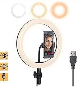 img 1 attached to 📸 Gemwon O Ring Light 10 Inches: Versatile LED Lighting for Phone/Streaming/YouTube Video/Photography/Makeup with 3 Dimmable Color Options and 10 Brightness Levels - Includes Phone Holder