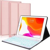 🌸 new ipad 10.2 9th/8th/7th gen keyboard case - slim leather folio cover with 7-color backlit detachable keyboard - rose gold logo