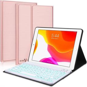 img 4 attached to 🌸 New iPad 10.2 9th/8th/7th Gen Keyboard Case - Slim Leather Folio Cover with 7-Color Backlit Detachable Keyboard - Rose Gold