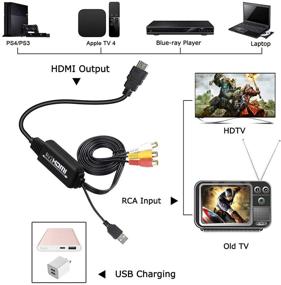 img 2 attached to 🔌 RCA to HDMI Converter - AV Audio Video to 1080P HDMI Adapter for PC Laptop Xbox PS3 PS4 TV STB VHS VCR Camera DVD, Supporting PAL NTSC (Female to Male)