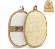 almooni premium exfoliating loofah pad body scrubber - natural egyptian shower loofa sponge for ultimate cleansing (2 pack) logo