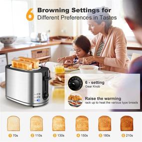 img 3 attached to 🍞 FRESKO Stainless Steel Toaster - 2 Slice Wide Slot with Heating Rack, Reheat/ Defrost/ Cancel, 6 Bread Shade Settings Bagel Toaster, Removable Crumb Tray