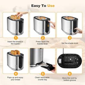 img 1 attached to 🍞 FRESKO Stainless Steel Toaster - 2 Slice Wide Slot with Heating Rack, Reheat/ Defrost/ Cancel, 6 Bread Shade Settings Bagel Toaster, Removable Crumb Tray