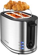 🍞 fresko stainless steel toaster - 2 slice wide slot with heating rack, reheat/ defrost/ cancel, 6 bread shade settings bagel toaster, removable crumb tray логотип