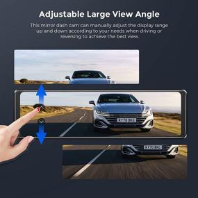 img 2 attached to 📷 AZDOME 1296P Dash Cam Mirror, 11-inch Front and Rear View Mirror Dash Cam with Waterproof Rear View Mirror Camera, Sony Sensor, Night Vision, GPS, Parking Assistance, Loop Recording, 32GB SD Card (Included)