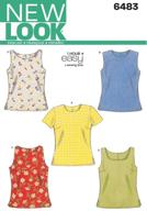 👚 new look sewing pattern 6483 misses tops, size a (6-16) logo