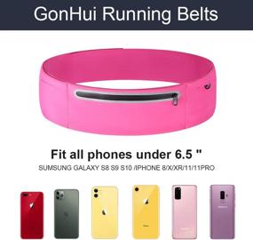 img 2 attached to 🏃 GonHui Running Belts for Women & Men - Adjustable Fanny Pack with 3 Pockets for Phone, Cards, Money - Sweatproof Design - Compatible with iPhone 11, 11 Pro, XR, XS, X, 8