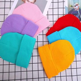 img 1 attached to 👧 Cooraby 6 Pack Kids Winter Beanies: Acrylic Knit Stretchy Caps for Boys and Girls - Warm and Stylish Headwear