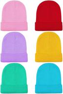 👧 cooraby 6 pack kids winter beanies: acrylic knit stretchy caps for boys and girls - warm and stylish headwear logo