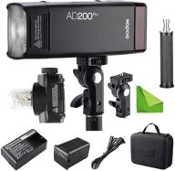 📸 godox ad200 pro ad200pro 200ws 2.4g flash strobe: high-speed sync, 500 full power flashes, fast recycling, long-lasting battery logo
