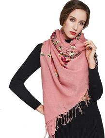 img 4 attached to 🧣 DANA XU Winter Pashmina Scarves & Wraps: Women's Embroidered Accessories for Enhanced Style