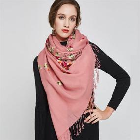 img 3 attached to 🧣 DANA XU Winter Pashmina Scarves & Wraps: Women's Embroidered Accessories for Enhanced Style