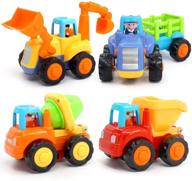 🚗 orwine inertia toy set - early educational friction powered cars for toddlers and babies - push and go vehicles: tractor, bulldozer, dumper, cement mixer - engineering toys for children, boys, girls - 4pcs kids gift logo