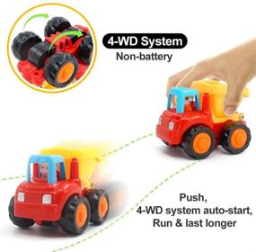 img 2 attached to 🚗 ORWINE Inertia Toy Set - Early Educational Friction Powered Cars for Toddlers and Babies - Push and Go Vehicles: Tractor, Bulldozer, Dumper, Cement Mixer - Engineering Toys for Children, Boys, Girls - 4PCS Kids Gift