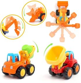 img 1 attached to 🚗 ORWINE Inertia Toy Set - Early Educational Friction Powered Cars for Toddlers and Babies - Push and Go Vehicles: Tractor, Bulldozer, Dumper, Cement Mixer - Engineering Toys for Children, Boys, Girls - 4PCS Kids Gift