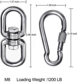 img 1 attached to 🌲 Web Tree Swing Hook Set - Double Ended Stainless Steel Swivel Ring with Snap Hooks (M8) - Heavy Duty, Reliable & Safe for Therapy Swing, Aerial Dance, Swing Spinner Hanger.