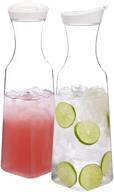 🍶 stori clear plastic 50-ounce square base beverage carafes - set of 2 with white lids logo