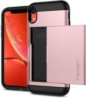 📱 spigen slim armor cs iphone xr case (2018) - rose gold logo