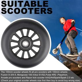 img 2 attached to 🛴 Kutrick 100mm Scooter Wheels: Pro Replacement Pair with Smooth Bearings - Ideal for Razor Fuzion Scooters